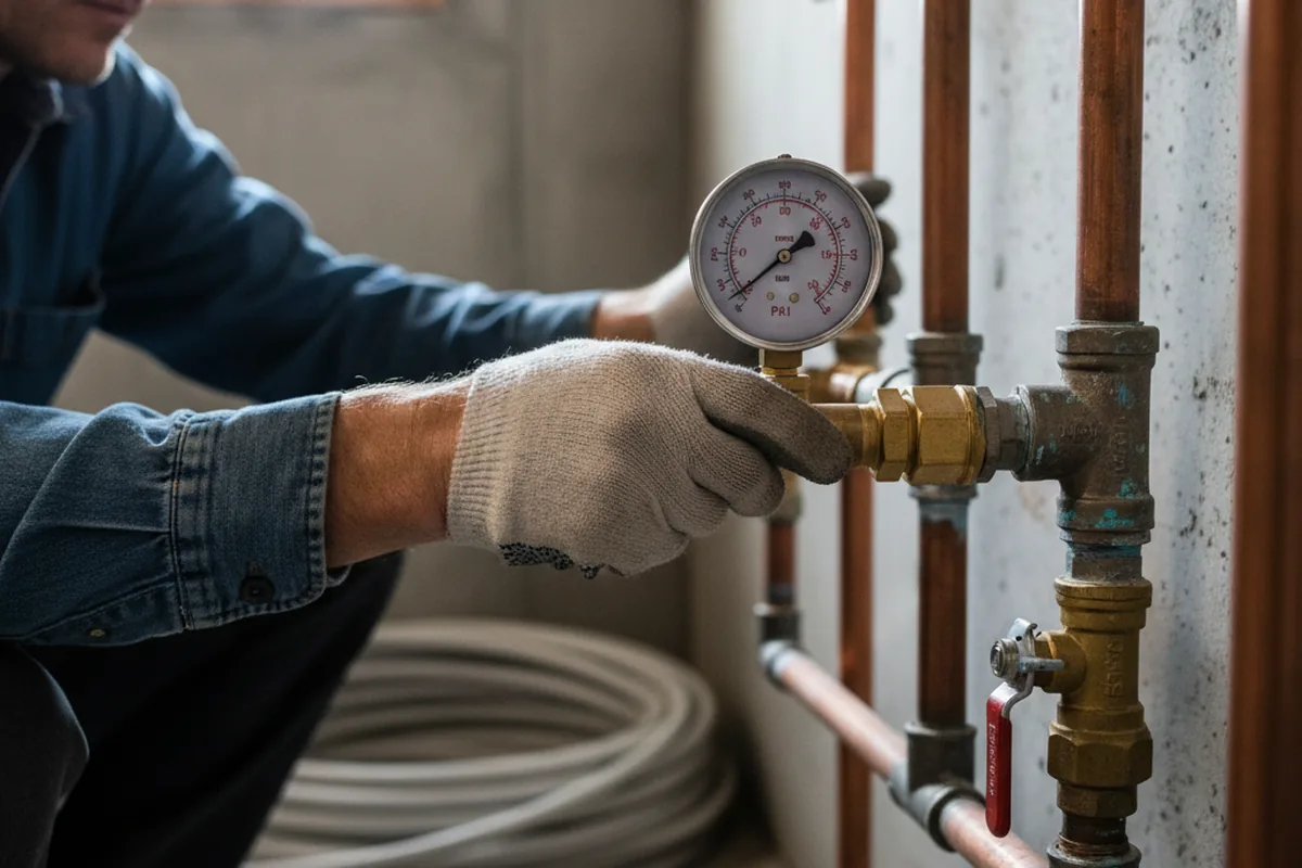 Pressure testing a repaired line during Water Line Repair in Edgewood